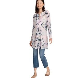 Johnny Was 3 Button Tie Dye Pintuck Tunic‎ Size M